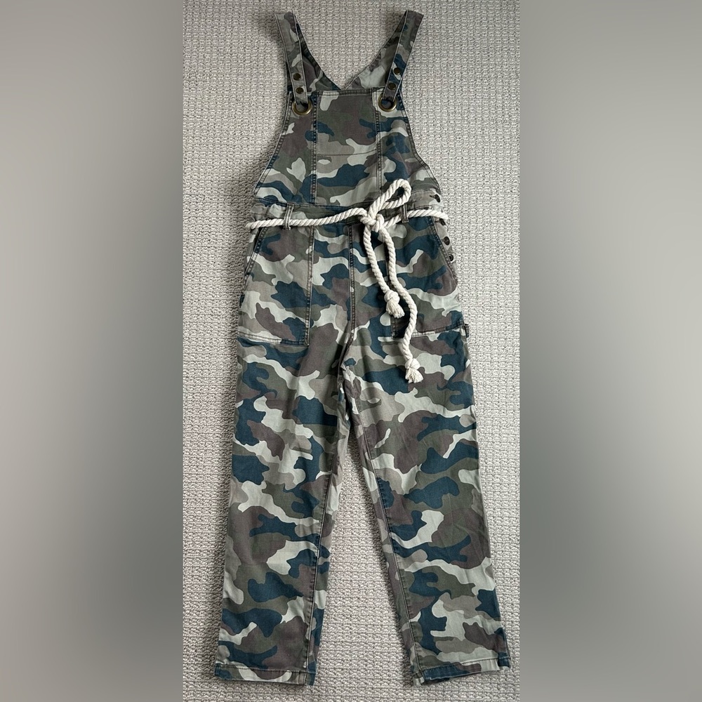 Anthropologie Camo Overalls with Rope Belt